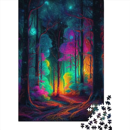 Psychedelischer Wald Puzzles Puzzles für Erwachsene Teenager Kunst Puzzles für Erwachsene 1000 Teile Familienaktivität Puzzles 75x50cm