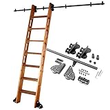 Bibliotheks-Schiebeleiter-Hardware-Kit, 3,3-20-Fuß-Scheunentor-Schiebeleiter-Schienen – Schwarzes Stahl-Rundrohr mit Bodenrollen (Keine Leiter) (Size : 13ft/400cm Track kit)