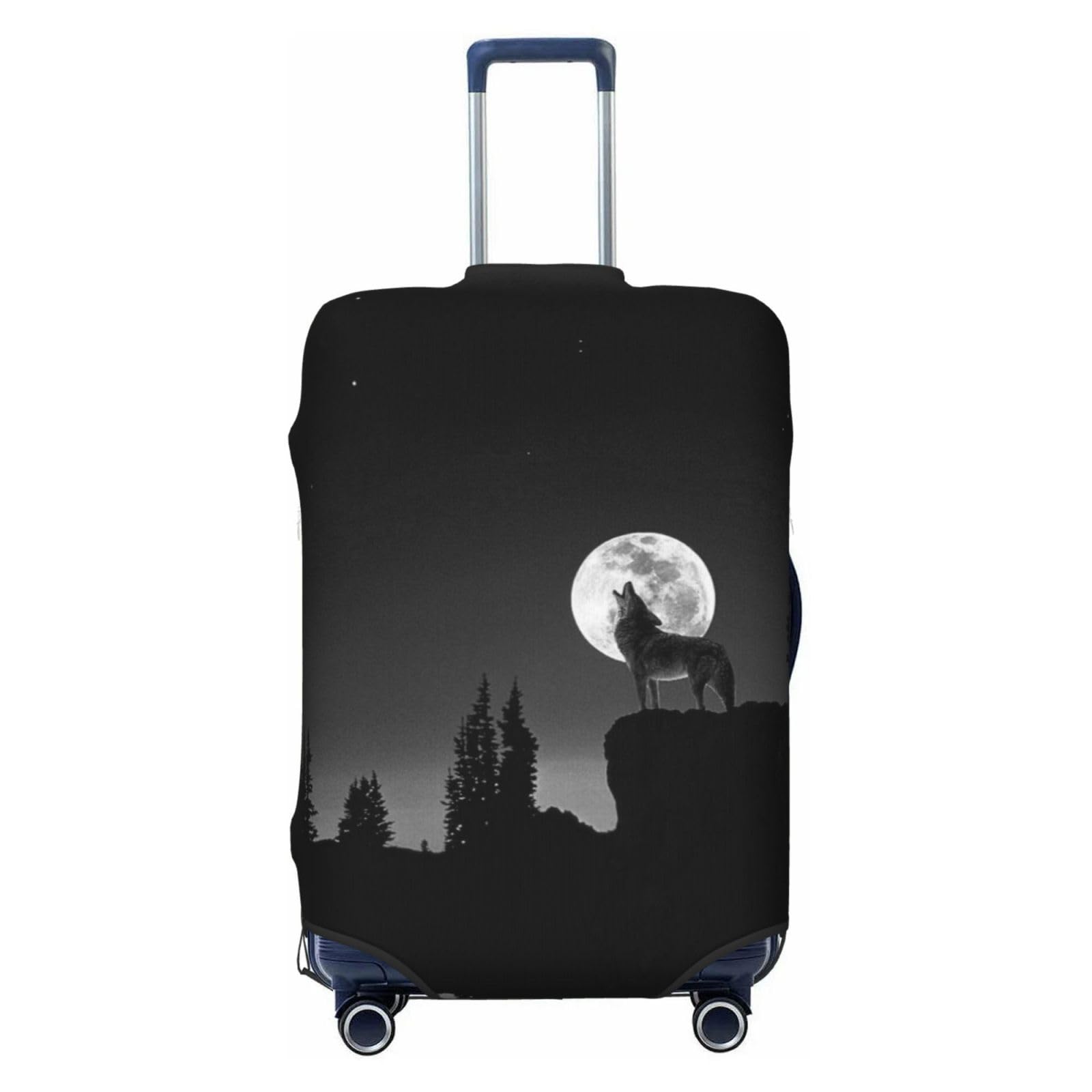 Wolf Night Moon Reisegepäckabdeckung, robuster Kofferschutz, passend für 45,7 - 81,3 cm große Gepäckstücke, Größe M, Schwarz, Medium