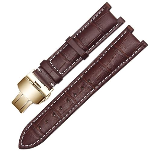 NEYENS Gnuine Lederarmband für GC-Armband, 22 x 13 mm, 20 x 11 mm, gekerbtes Armband mit Edelstahl-Schmetterlings-Schnalle, 22-13mm, Achat