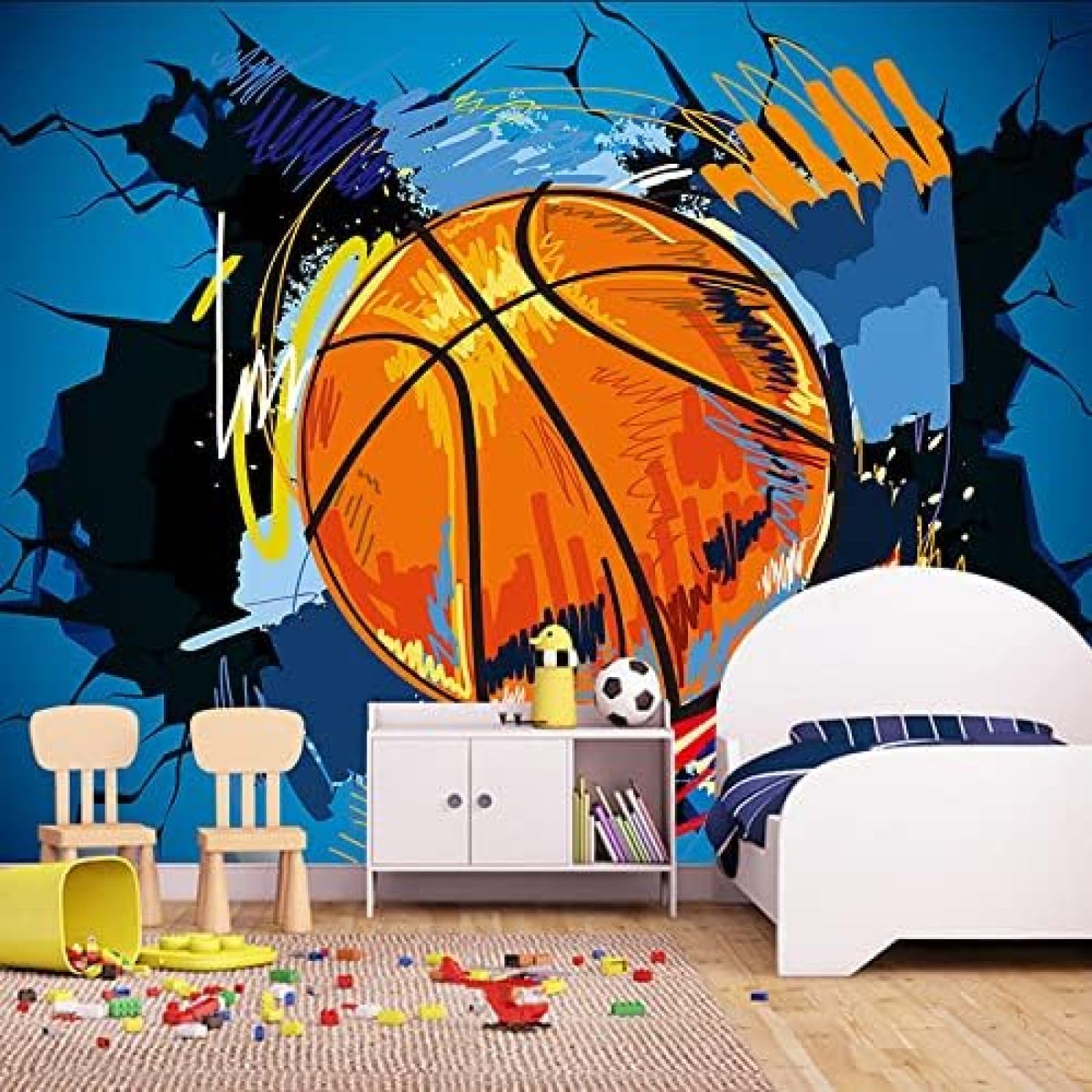 XLMING Minimalistisches Basketball Wandposter Kunst 3D Tapete Wohnzimmer Sofa Schlafzimmer Esszimmer Home Dekoration Wand-300cm×210cm