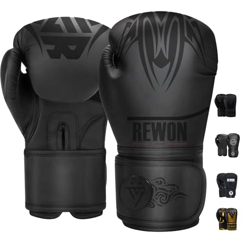 REWON Boxhandschuhe Muay Thai Handschuhe Punchinghandschuhe 8oz-16oz für Männer und Frauen Training Kickboxen Sparring Kampfsport Fitness MMA Boxsack Sandsack Boxing Gloves