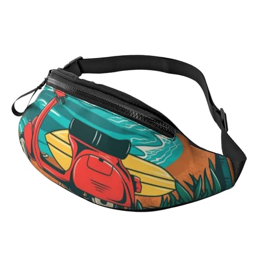 HSJFS Modische Hüfttasche mit Eis- und Waffelmuster, verstellbare Hüfttasche, lässige Brusttasche, Sunset Beach Palme, Einheitsgröße