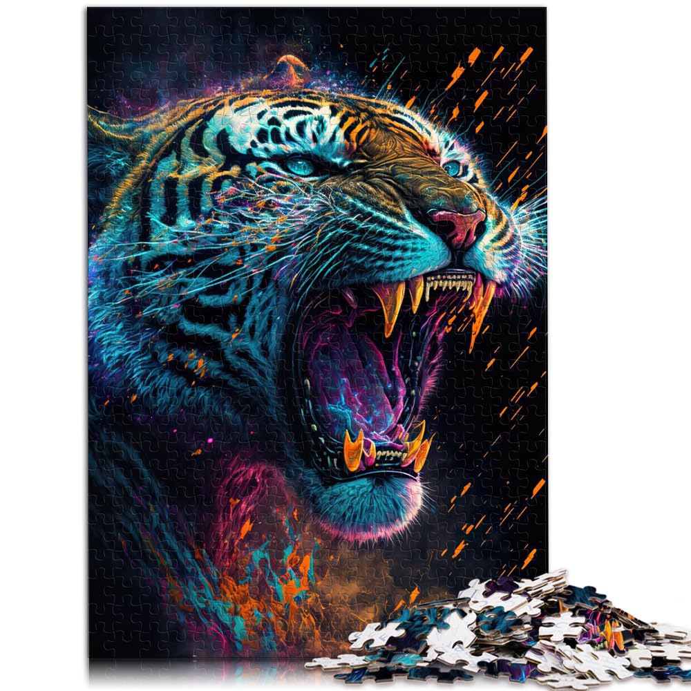 Puzzles für Tiger Bright Roar 1000 Teile Puzzles für Erwachsene Holzpuzzle Spielzeug Puzzles Lernspiele Stressabbau Puzzles 1000 Teile (50x75cm)