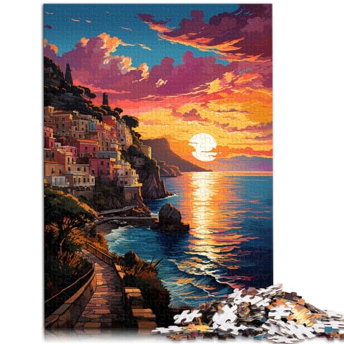 Puzzle für Puzzle, farbenfrohes Amalfiküsten-Puzzle für Erwachsene, 1000 Stück, Holzpuzzle, Wanddekoration, einzigartige Geburtstags, 1000 Teile (50 x 75 cm)