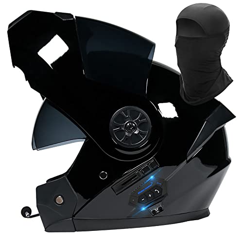 Letetexi Motorrad Integrierter Klapphelm mit Bluetooth Bluetooth-Helm ECE Genehmigt Integralhelm mit Eingebautem Schweißmaske Geräuschunterdrückung Automatische Reaktion 55~64cm