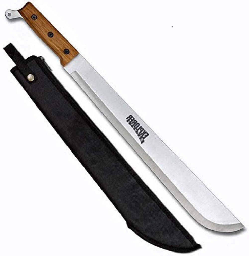 Machete mit langer Klinge Explorer Edition mit Holzgriff, Scheide - Gesamtlänge 55cm, Macheten, Silber braun