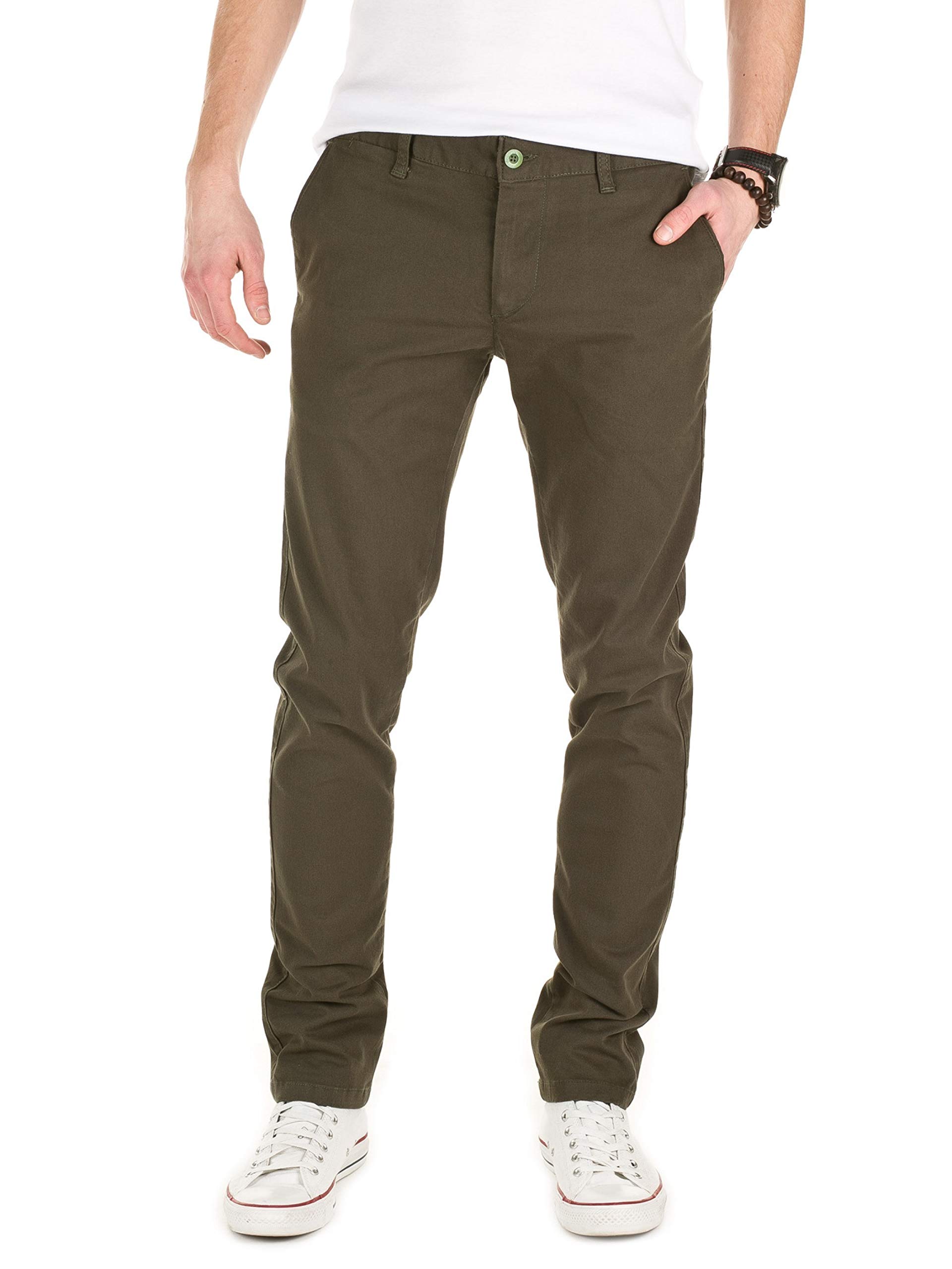 WOTEGA - Grüne Chino Herren Hose 140 - Business Chinohosen Für Männer Mit Stretch, Grün (Forest Night 0414), W32/L32