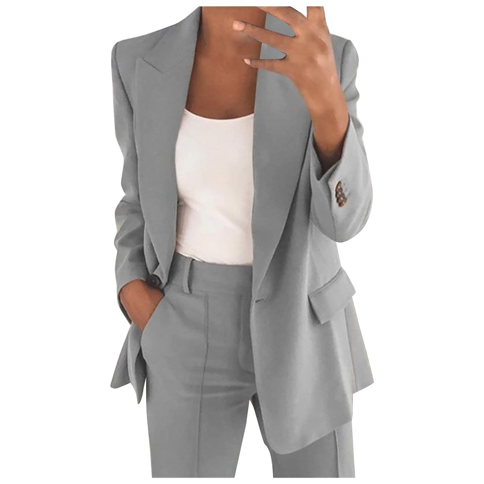 Blazer Damen Sportlich Hosenanzug Gutschein Elegant Business Anzug Set Hosenanzug Blazer Hose 2-teilig Anzug Karo Einfarbig Zweiteiler Sale Angebote Slimfit Festlich Sportlich Hosenanzug Streetwear