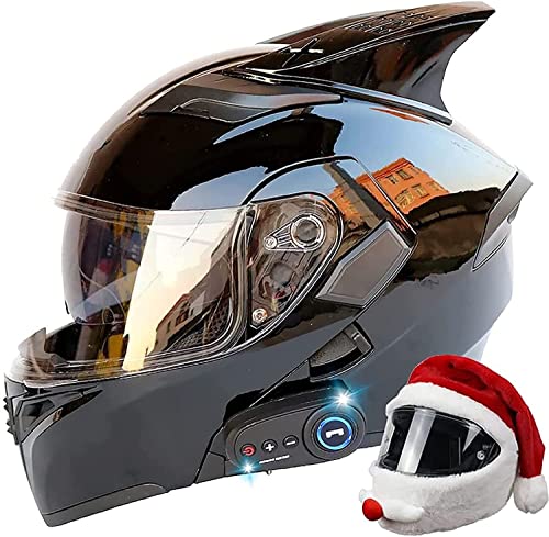 Motorradhelm Integrierter Bluetooth-Helm Klapphelm Motorrad Full Face Helm,DOT/ECE Geprüft Mit Doppelvisier Sturzhelm Eingebautem Mikrofon Automatische Beantwortung Integralhelm