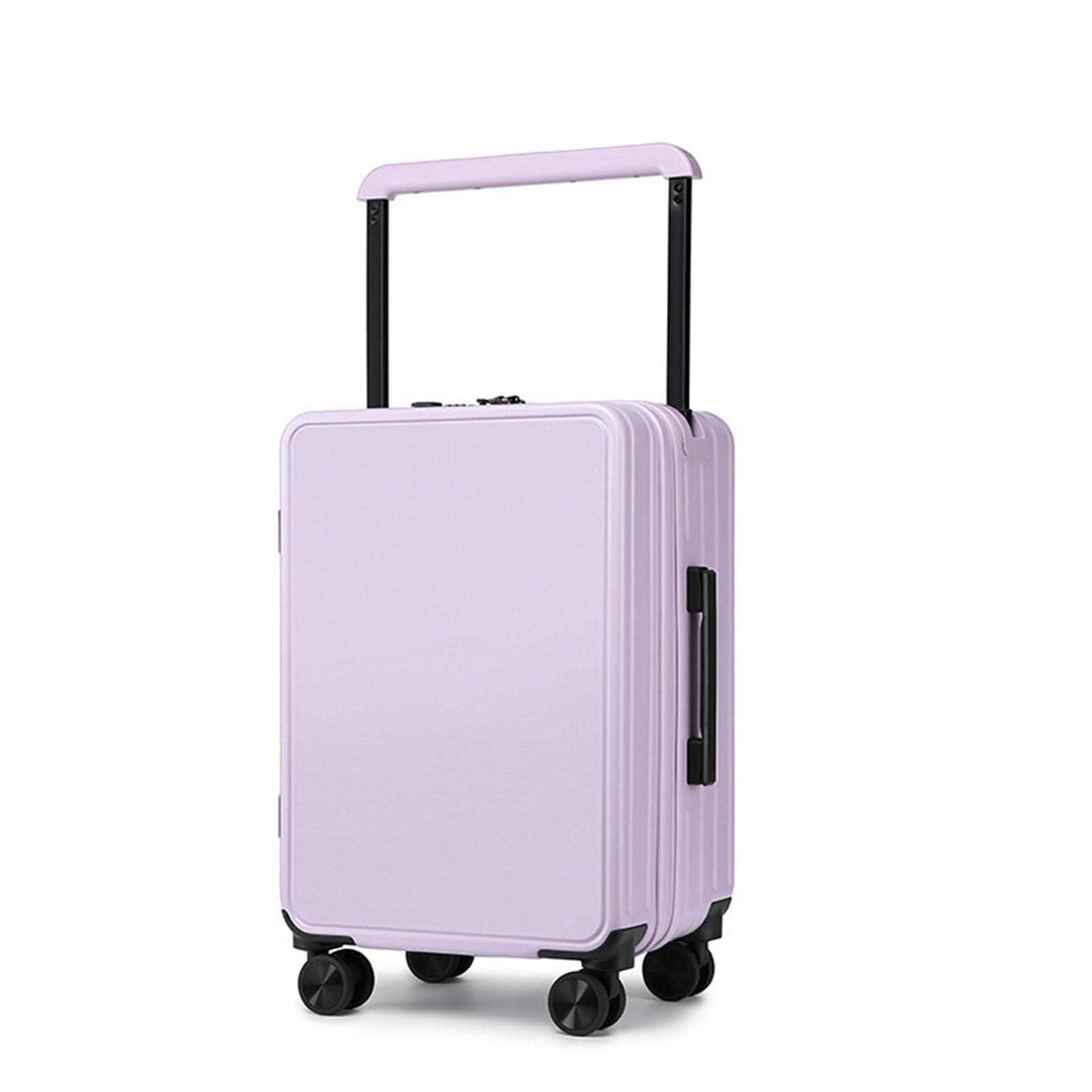 KJZQXYX Koffer mit drehbaren Rädern, breites Trolley-Gepäck mit doppelter Vorderseite, verstellbare Trolleys, TSA-Zoll-Zahlenschlösser, großes Fassungsvermögen (light purple 24 in)