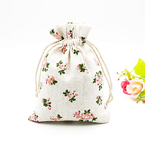 Stoffbeutel mit Kordelzug 20 teile/los Bunte Designs Leinen Baumwolltaschen 10x14cm Hochzeit Gunst Candy Armband Schmuck Verpackung Taschen Musselin Geschenk Tasche Beutel Jutebeutel Geschenktüten m