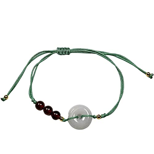 YIHANSS Armband aus echtem Glücks-Jade-Donut mit 12 Geburtstagsstein-Kristallarmband für Damen (Farbe: Granat)