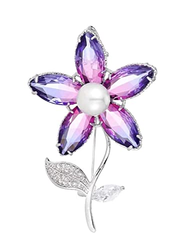 Brosche Pins Sonnenblume Pin Schal Schal Einfache Corsage Damen Accessoires Exquisite Broches Broschen Mode (Color : Purple, Size : 6.2 * 3.9cm)