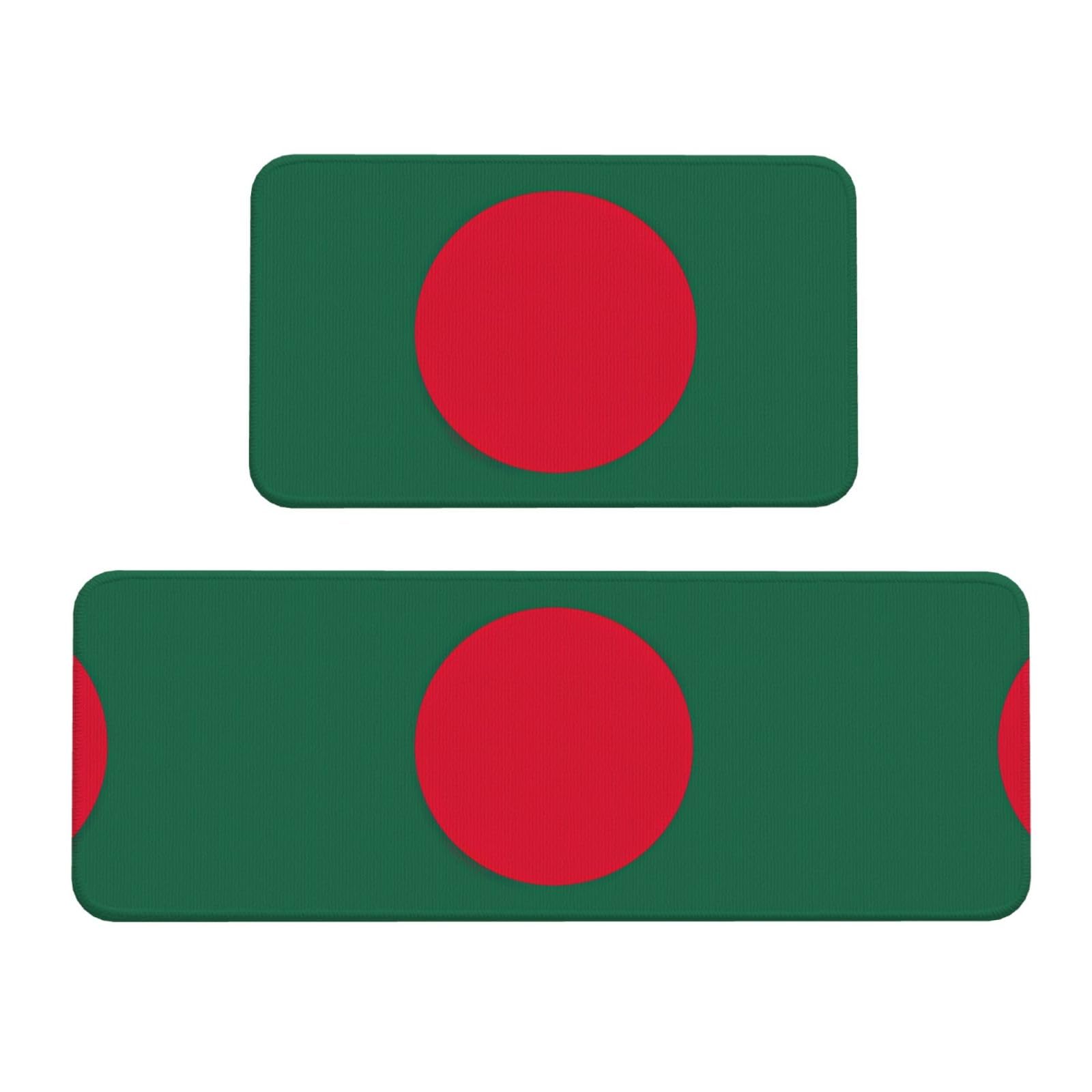 Küchenmatte, Motiv: Flagge von Bangladesch, 2-teilig, rutschfest, wasserdicht, für Flur, Büro