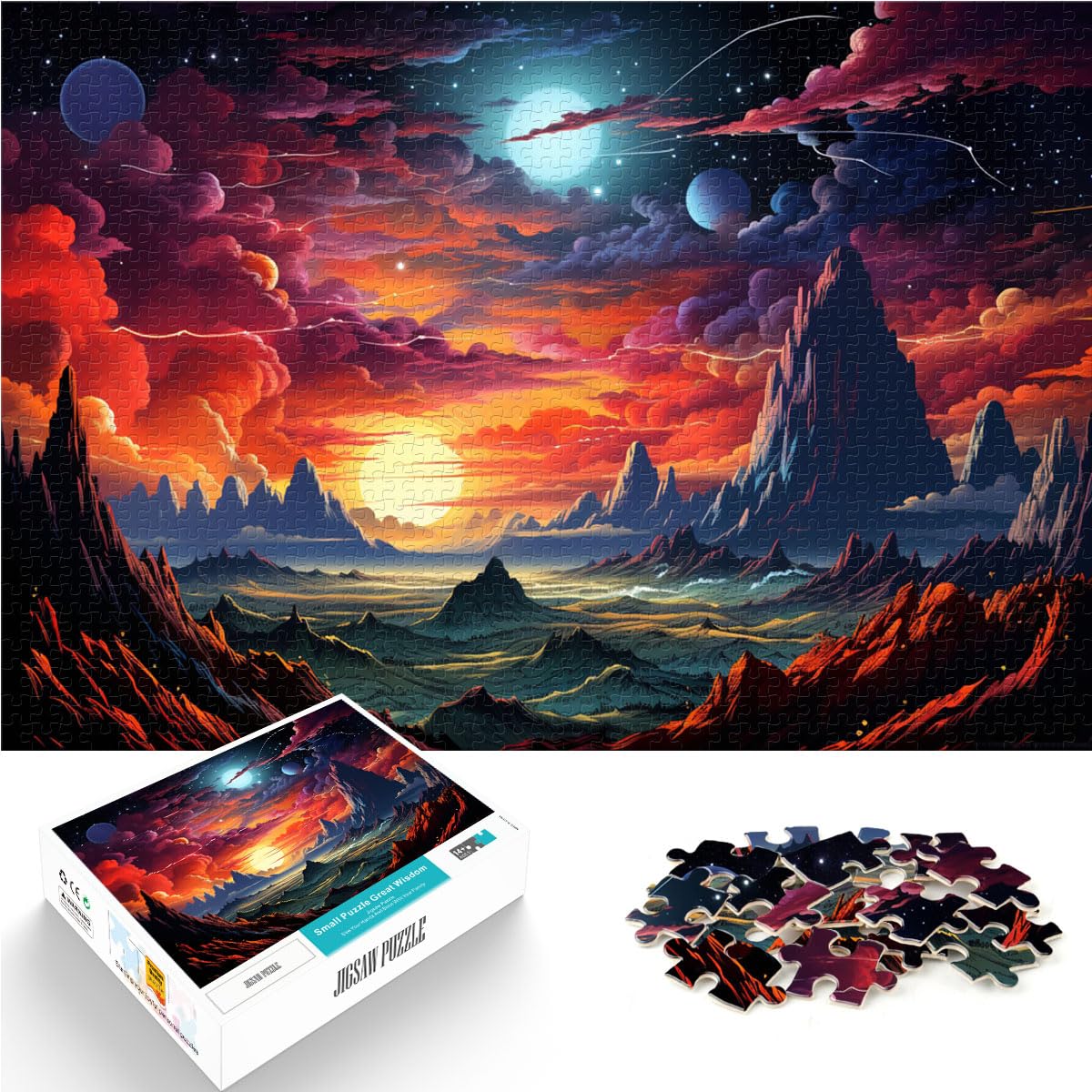 Puzzle-Spiele Fantasie Bunte Nachtszene 1000 Teile Puzzle Holz Puzzle Spielzeug Puzzles Lernspiele Stressabbau Puzzles 1000 Teile (50x75cm)