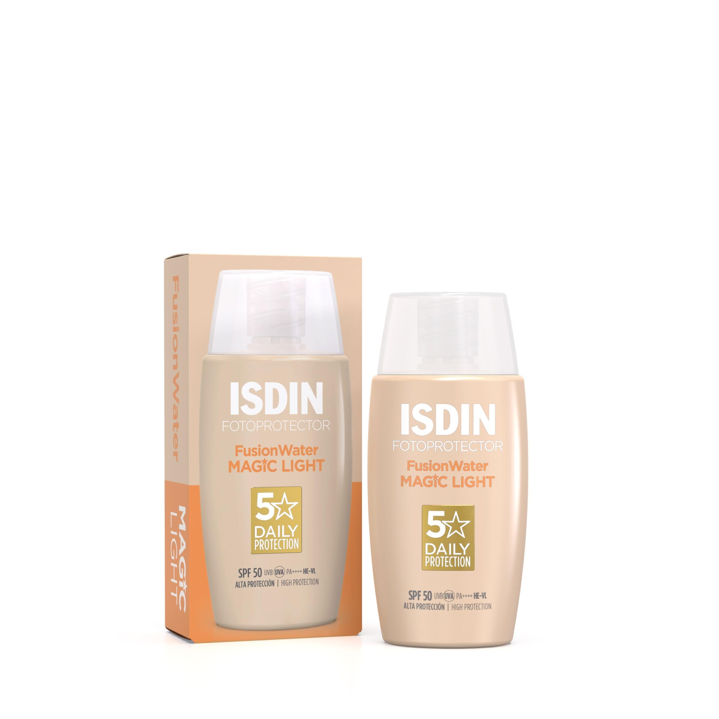 ISDIN Fusion Water Magic Color Light LSF 50, 50ml, Getönte tägliche Sonnencreme für das Gesicht, Ultraleichte Textur