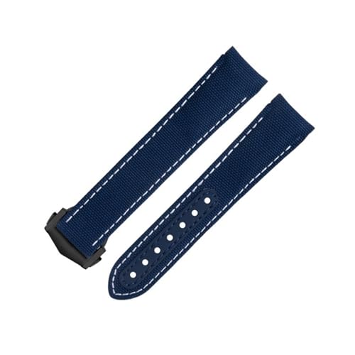 IOTUP Uhrenarmband aus Nylongewebe, 20 mm, passend für Omega-Armband für AT150 Seamaster 300 Planet Ocean De Ville Speedmaster Uhrenarmband mit gebogenem Ende, Weiß, 20 mm, Achat