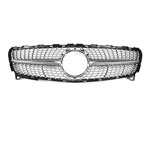 Frontgrills Für Benz A-KLASSE W176 2013-2018 A180 A200 A250 GTR Diamant Stil Auto Vorderen Stoßfänger Gitter Haube Mesh Front Bumper Grille(16-18 Diamond Silver)