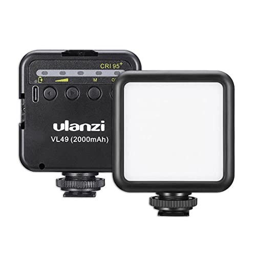 Ulanzi VL49 Mini LED Lampe für Smartphone und Kamera mit Einstellbarer Helligkeit 5500K CR95+ und 2000mAh Akku