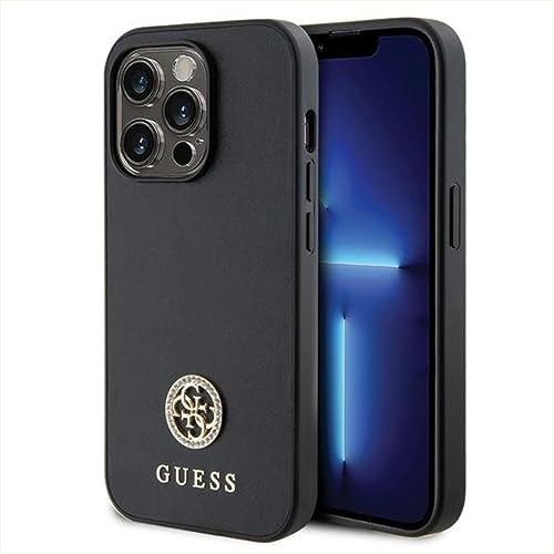 GUESS Apple iPhone 14 Pro Schutzhülle Case Strass Metal Logo Schwarz