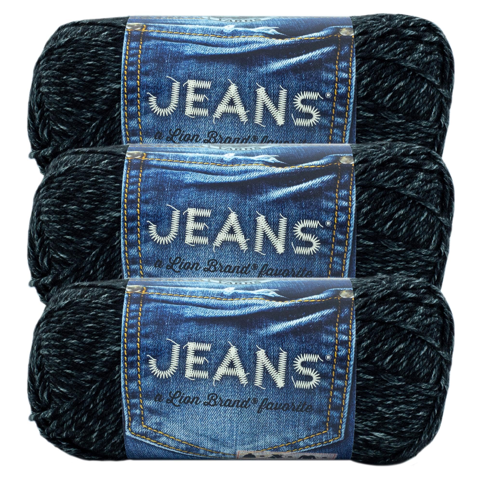 Lion Brand Yarn Jeans-Garn, weiches Garn zum Stricken und Häkeln, Garn zum Basteln, 3er-Pack, Ofenrohr