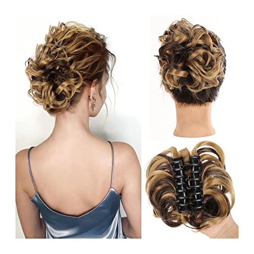 Bun Haarteile Dutts Krallenclip Pferdeschwanz Haarteile Haargummi Klaue Clip Unordentlicher Dutt Haarteil Synthetische gewellte lockige Chignon Haarknotenverlängerungen Zerzaustes Hochsteckfrisurhaar