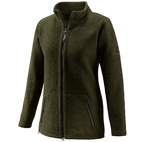 Mufflon Damen Wolljacke Mu- Lou W100 mit Stehkragen Forest Oliv grün - XXL