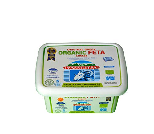 Vassilitsa BIO Feta BIO Schafkäse - 4x 400gramm Behälter - BIO Fetakäse BIO griechischer Feta Schafskäse in Salzlake 43% Fett i.Tr. aus Griechenland Plastikbehälter glutenfrei Halal