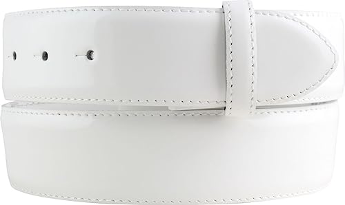 BELTINGER Wechselgürtel aus Lack-Leder ohne Schnalle 4 cm | Glänzender Ledergürtel 40mm für Damen | Eleganter Gürtel | Weiß 90cm