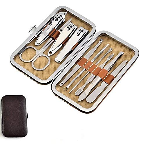 BONAD Zehennagelknipser 10 in 1 Edelstahl Pinzette Nail Art Clipper Schere Tweezer Messer Maniküre Nail Art Cutter Pediküre Maniküre Werkzeuge Nagelknipser-Set