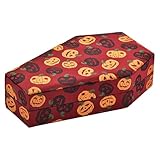 JUNNASALIKER Modische Schmuck-Aufbewahrungsbox für Halloween, Sargform, für Ringe, handgefertigt, Samt, gefüttert, Schmuck-Organizer