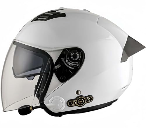 3/4 Motorrad-Jethelm Mit Bluetooth, Retro-Helm, Doppelbrille, Herausnehmbares Innenfutter, Ohrenschützer, ECE-Zertifizierung, Schutzhelm Für Roller, Fahrrad, Herren Und Damen B,M57-58CM