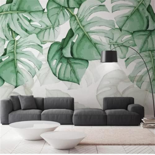 XLMING Stilvolle Handgemalte Botanische Grüne Blätter 3D Tapete Home Dekoration Wohnzimmer Sofa Schlafzimmer Tv Hintergrund Wand-200cm×140cm