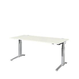 Schäfer Shop Genius Schreibtisch PLANOVA ERGOSTYLE, elektrisch höhenverstellbar, Rechteck, C-Fuß, B 1800 x T 800 x H 645-1305 mm, weiß/weißaluminium