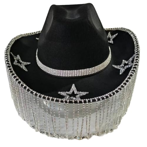 PASHFSA Fransen Strasssteine ​​für Erwachsene Frauen Brautparty Cowgirl Maskeraden Party Kostüm Eleganter Kopfschmuck