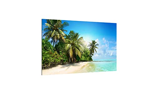 ALLboards Glas Magnettafel Urlaub Palmen Ferien Strand Sommer Sonne Meer 60x40cm Glasbild Memoboard aus Glas Glastafel mit Urlaubs-Motiv Magnetwand zum Beschriften Magnetische Tafel Wandbild