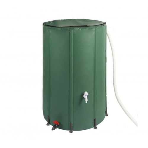 Regentank 160 Liter - Faltbare Regentonne - Regenwasser Tank - Regentonne Wassertank - Regenfass mit Oberem Wasserhahn und Unterem Ablauf - Schlauch zum Ablassen von überschüssigem Wasser