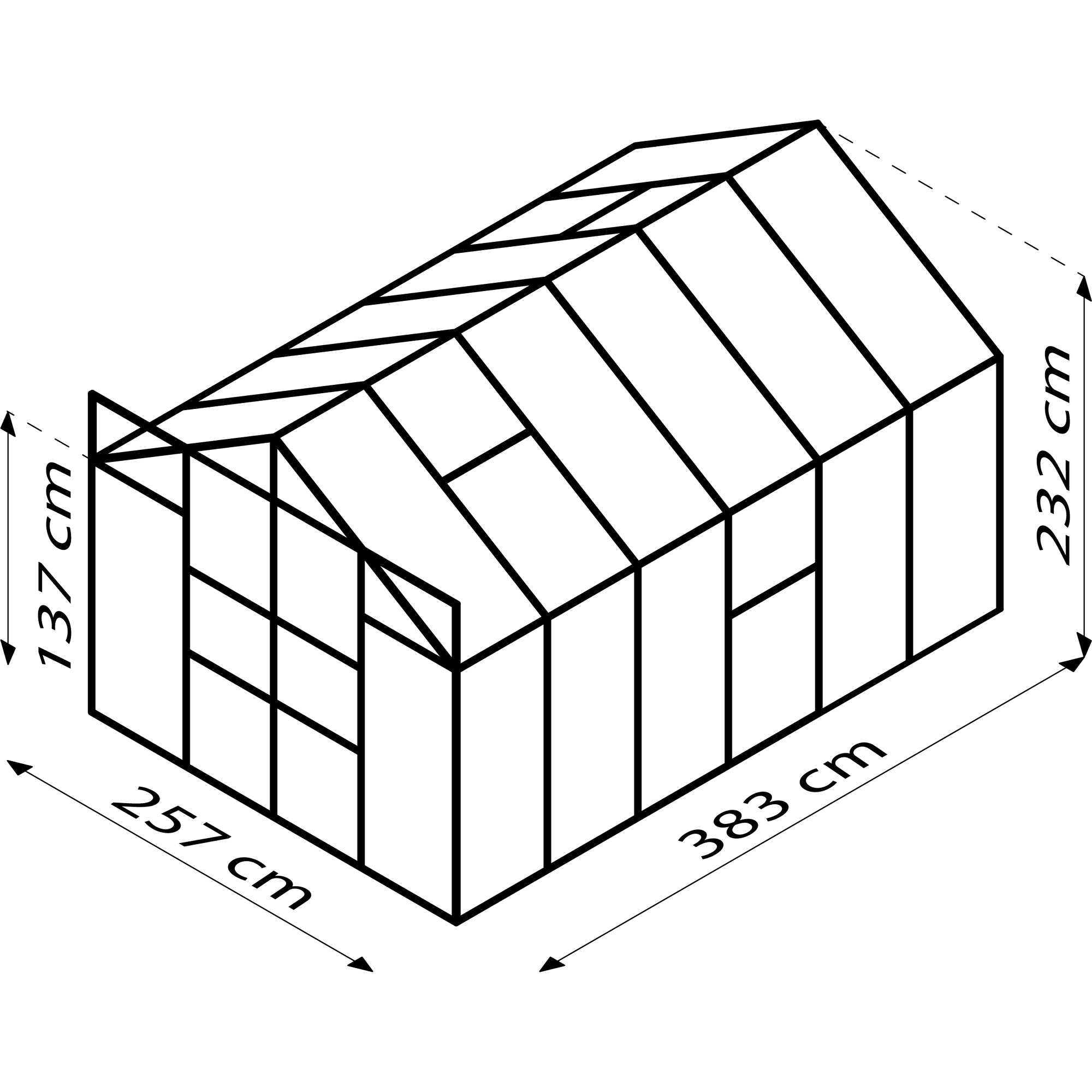 Vitavia Gewächshaus 'Meridian 2 9900' 9,9 m² 254,4 x 378,8 cm 3 mm Sicherheitsglas smaragdfarben 3