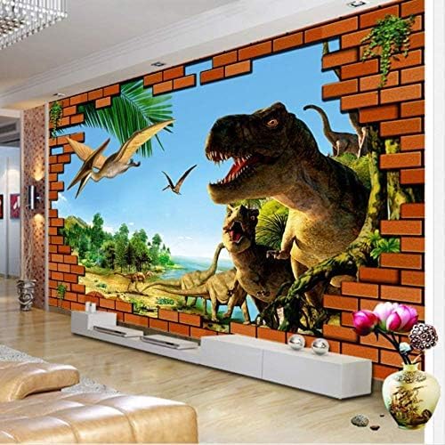 XLMING Ziegelmauer-Dinosaurier 3D Tapeten Home Esszimmer Sofa Schlafzimmer Wohnzimmer TV Hintergrund-350cm×256cm