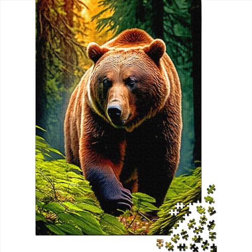 Kunstpuzzle für Erwachsene, 1000 Teile, Bären-Holzpuzzle für Erwachsene, Puzzles für anspruchsvolle Puzzlespiele und Familienspiele (Größe 29,53 x 19,69 Zoll)