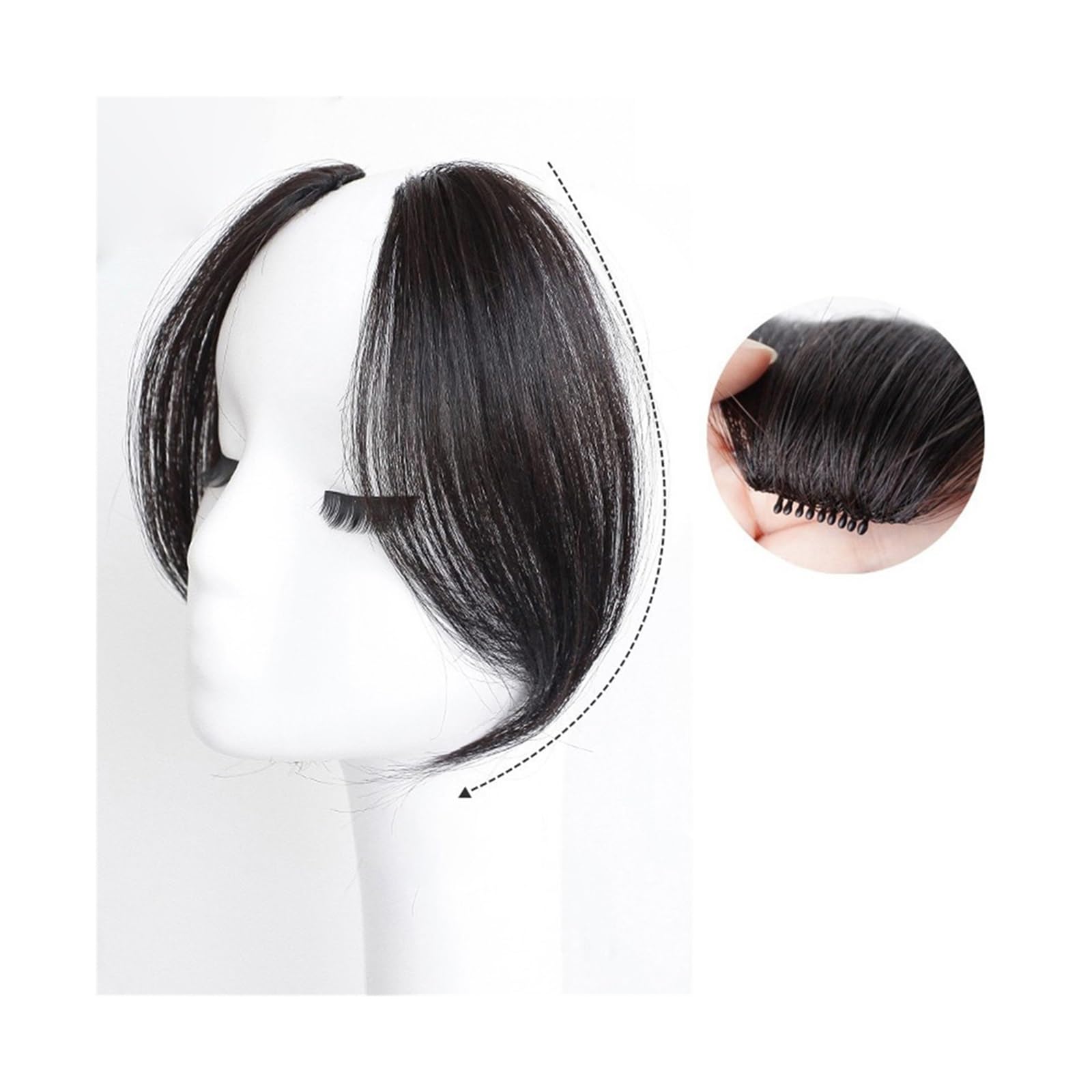 Pony Extension für Damen Synthesis Fake Bangs Female Natural Mid-Point Acht-Zeichen-Pony-Verlängerung Nahtlose französische schräge Pony-Stirnperücke Fringe Bangs(ABW589)