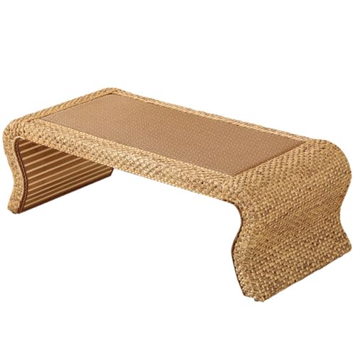 Gvqng Rattan-Couchtisch, Rattan-Couchtisch, Kleiner Erkertisch, Balkontisch, Gartentisch, AkzentmöBel FüR Zuhause Zum Sitzen Auf Dem Boden,Natural Color,A