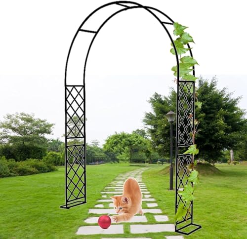 Gartenbogen-Laube für den Außenbereich, Metall-Torbogen, Spalier, Hochzeitsbögen, Kletterpflanzen-Bogenständer, Garten-Party-Dekoration, schwarz, 250 x 250 cm