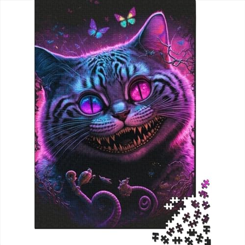 1000-teiliges Puzzle für Erwachsene „Böse Katze“ aus Holz, Puzzle für Erwachsene und Teenager, anspruchsvolles Spiel (Größe: 75 x 50 cm)