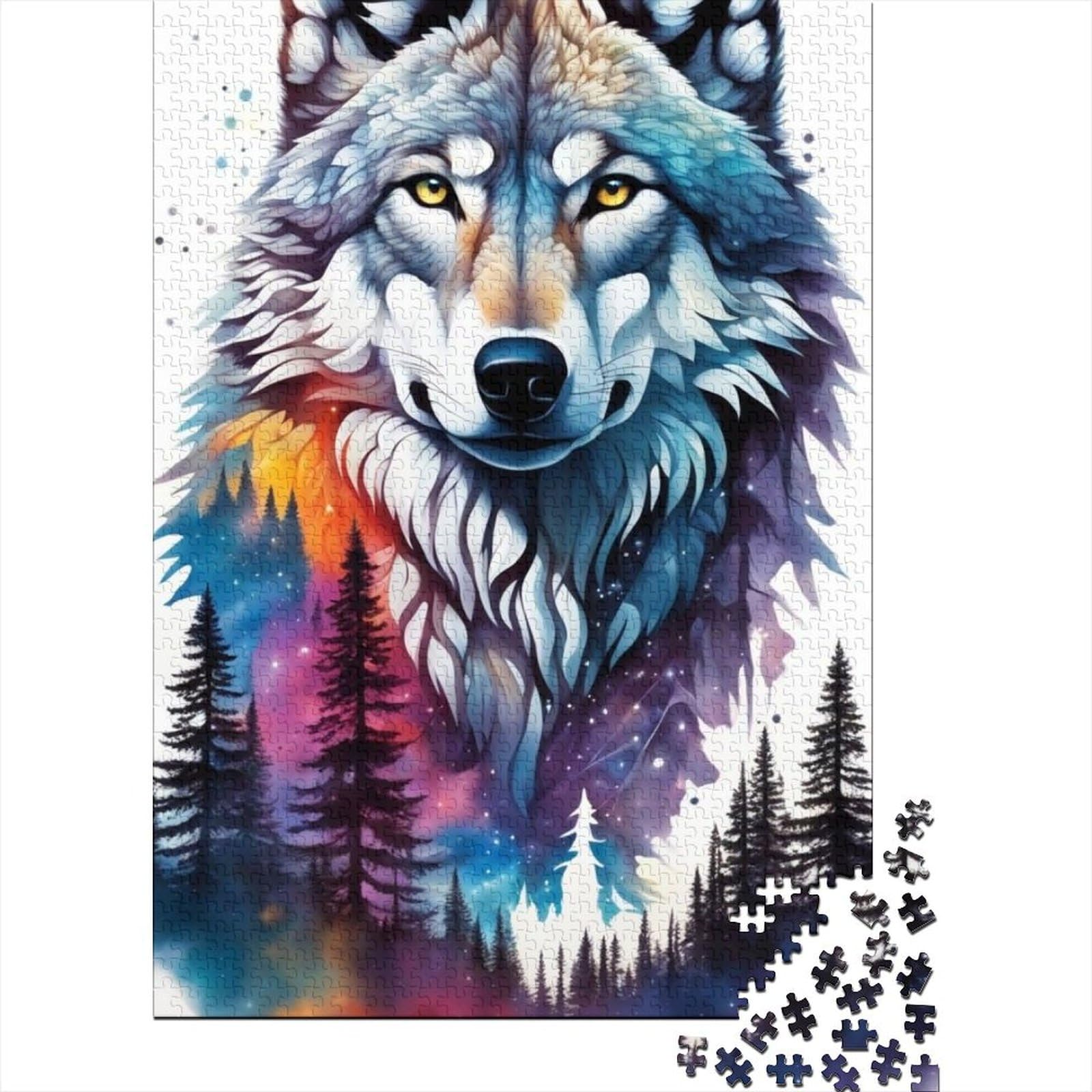 Fantasy Strange Wolf für Erwachsene, 1000-teiliges Puzzle, 1000-teiliges Puzzle für Erwachsene und Teenager, Holzpuzzle für Erwachsene und Teenager (29,53 x 19,69 Zoll)