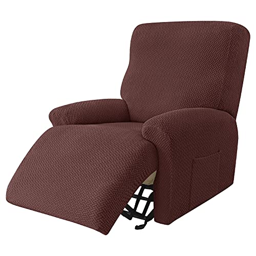 JHLD Stretch Sesselbezug Relaxsessel, 4 Stück Ruhesessel Bezug Jacquard Relaxsessel Bezug Anti-rutsch Ruhesessel Bezüge Abnehmbare Waschbar Für Wohnzimmer-Kaffee-1 Sitzer