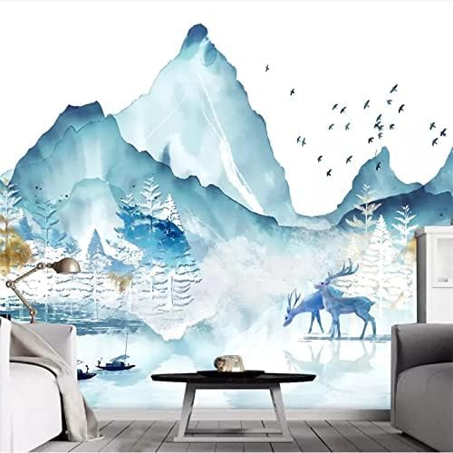 XLMING Abstrakte Tinte Landschaft Elchwald 3D Tapete Home Dekoration Wohnzimmer Sofa Schlafzimmer Tv Hintergrund Wand-200cm×140cm