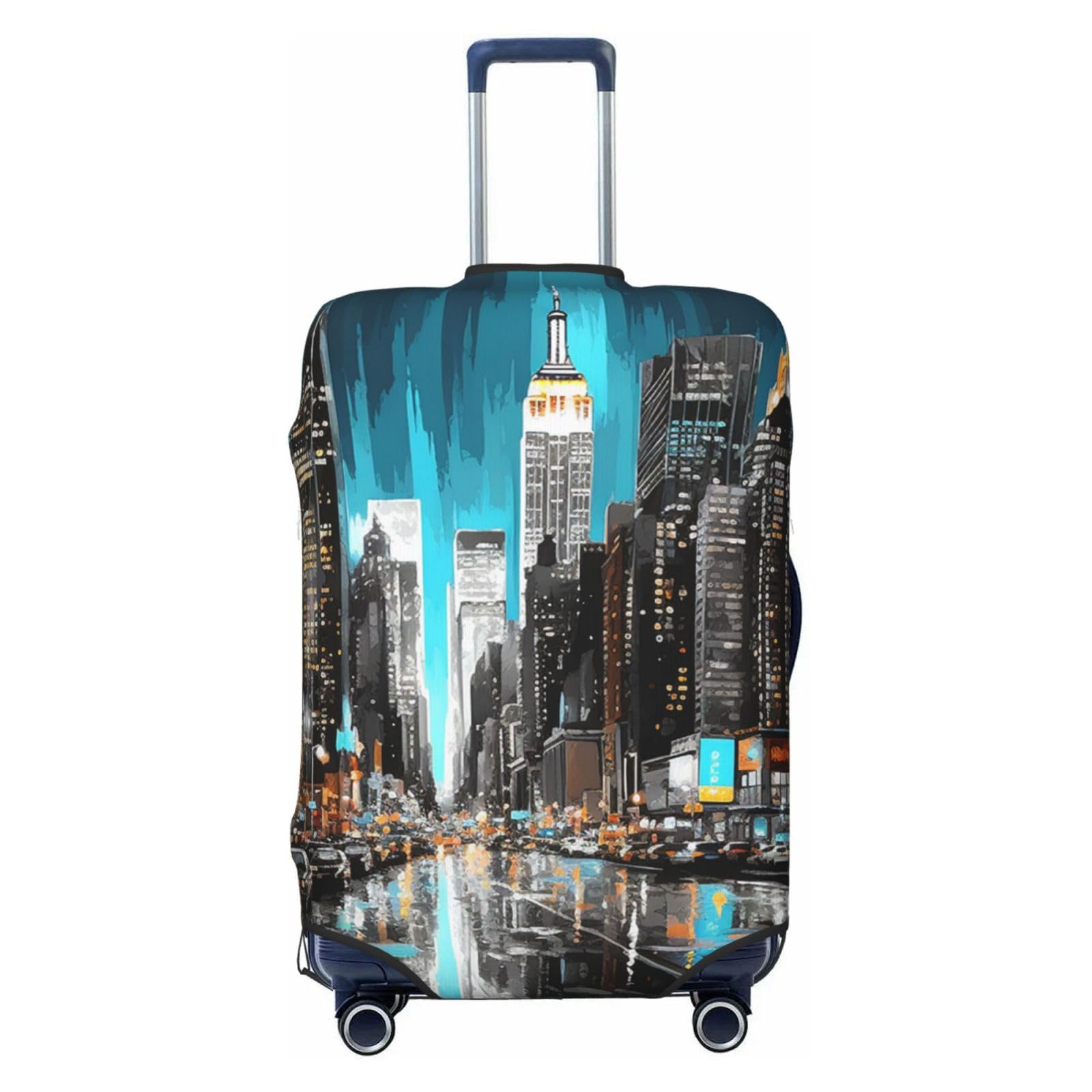 CSGJMYGS New York Paintings Gepäckabdeckungen für Koffer, waschbar, modisch, dehnbar, kratzfest, passend für 45,7 - 81,3 cm Gepäck, XL, Schwarz, XL, Schwarz , XL