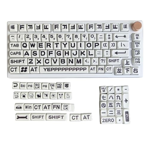 PBT-Tastenkappen, Cartoon-Tierparty, XDA, Höhe 125 Teile, komplettes Set, fünfseitige Thermosublimationstastenkappen für mechanische Tastaturen, PBT-Tastenkappen, Xda